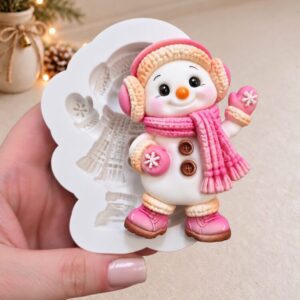 Boneco de neve fofinho Rosa natal