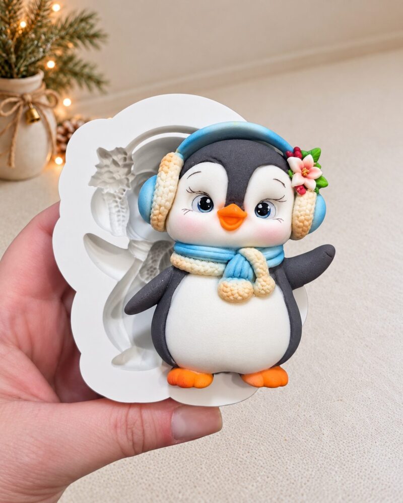 Pinguin fofinho de fone natalino